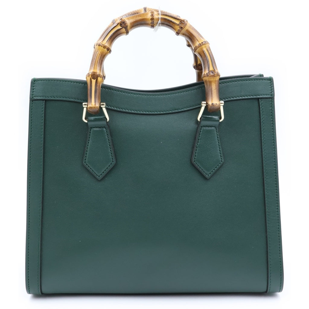 GUCCI(グッチ) ダイアナ バンブー 2WAYハンドバッグ ショルダーバッグ モスグリーン レザー 853226 ゴールド金具 レディース