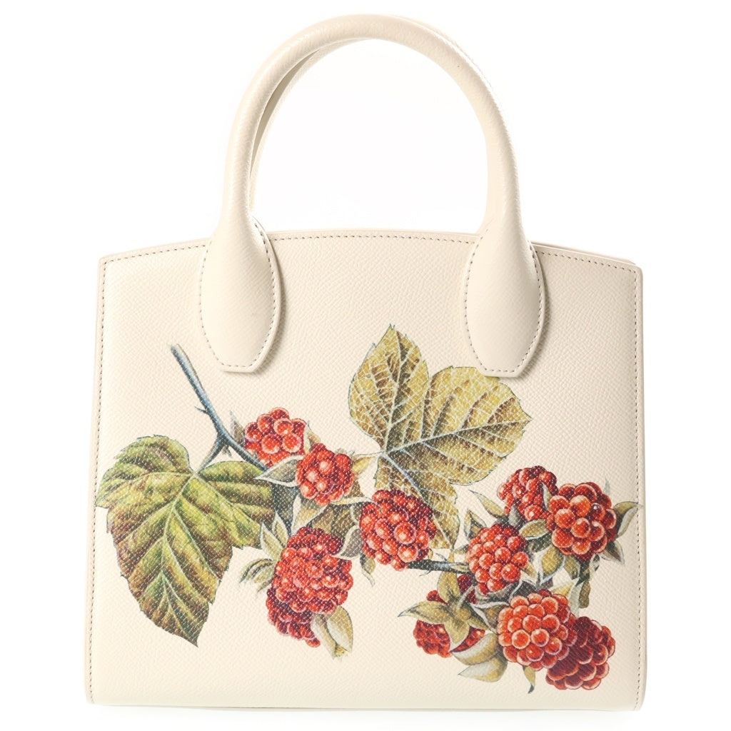 FERRAGAMO(フェラガモ) スタジオバッグ ラズベリー 2WAYハンドバッグ ショルダーバッグ アイボリー レザー ゴールド金具 レディース