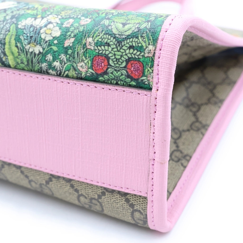 GUCCI(グッチ) GGスプリーム ヒグチユウコ チルドレンズ 2wayハンドバッグ ショルダーバッグ ベージュ×ピンク PVCレザー 630542 シルバー金具 レディース