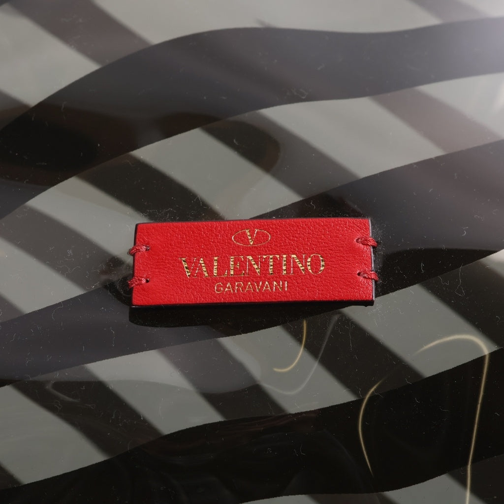 VELENTINO GARAVANI(ヴァレンティノ ガラヴァーニ) スタッズ トートバッグ ハンドバッグ ブラック×ホワイト レザー×エナメル ゴールド金具 レディース