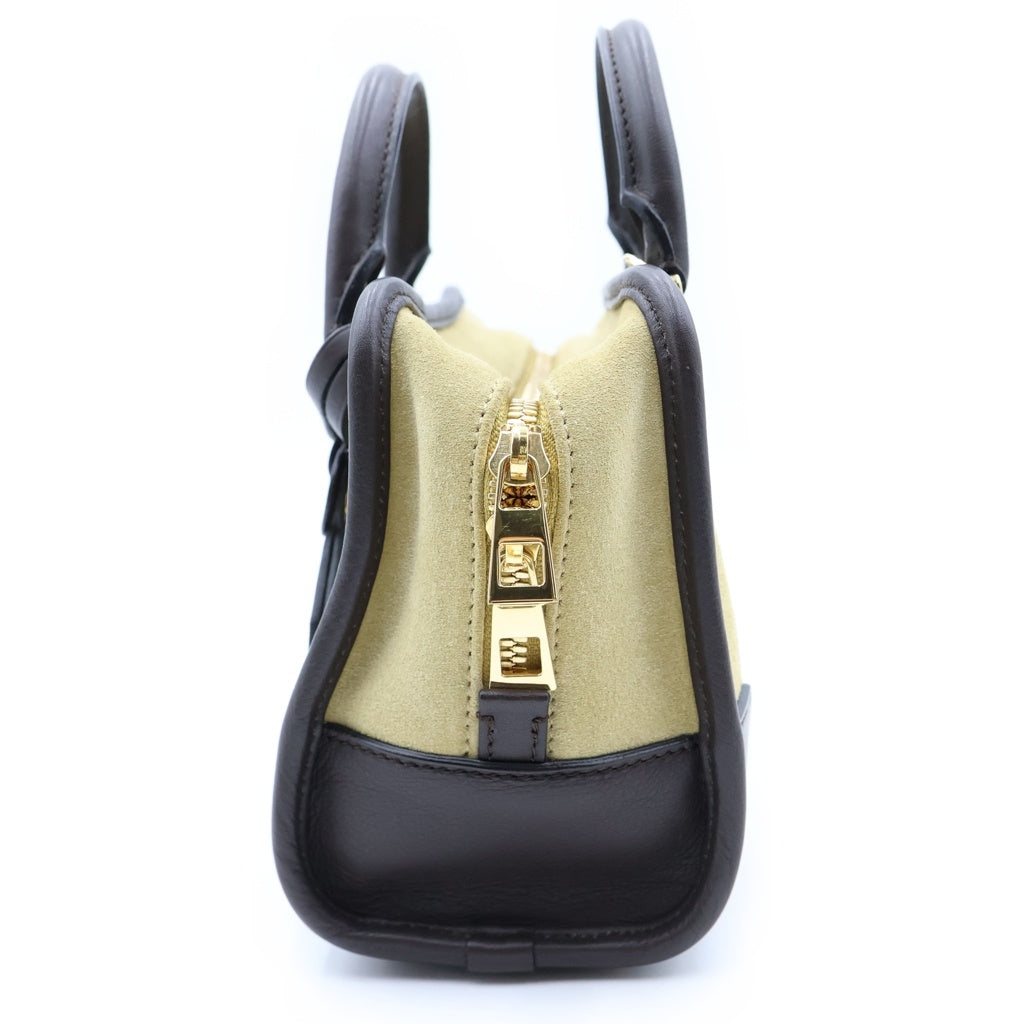 LOEWE(ロエベ) アマソナ23 2wayショルダーバッグ ハンドバッグ ベージュ×ブラウン レザー×スエード ゴールド金具 レディース