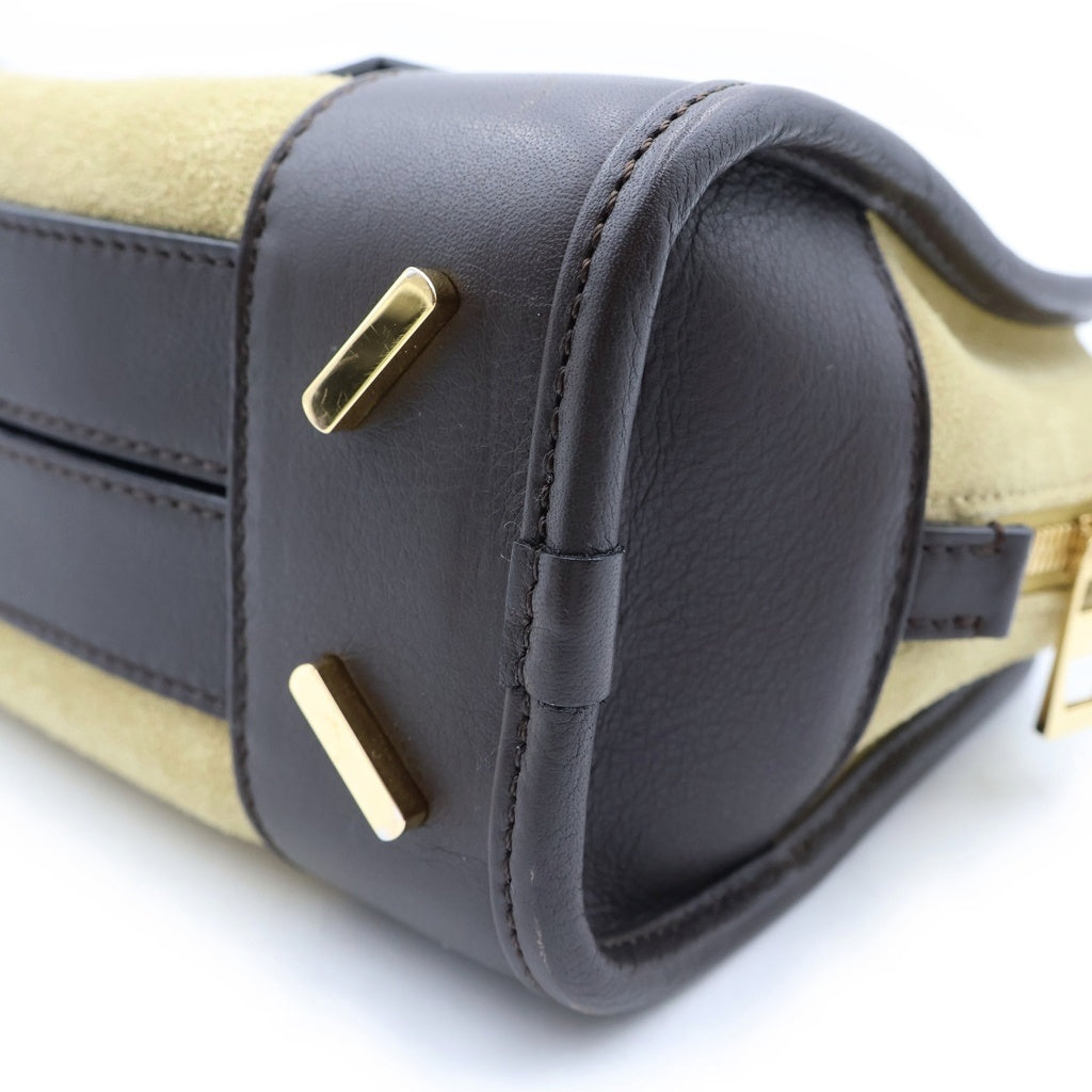 LOEWE(ロエベ) アマソナ23 2wayショルダーバッグ ハンドバッグ ベージュ×ブラウン レザー×スエード ゴールド金具 レディース