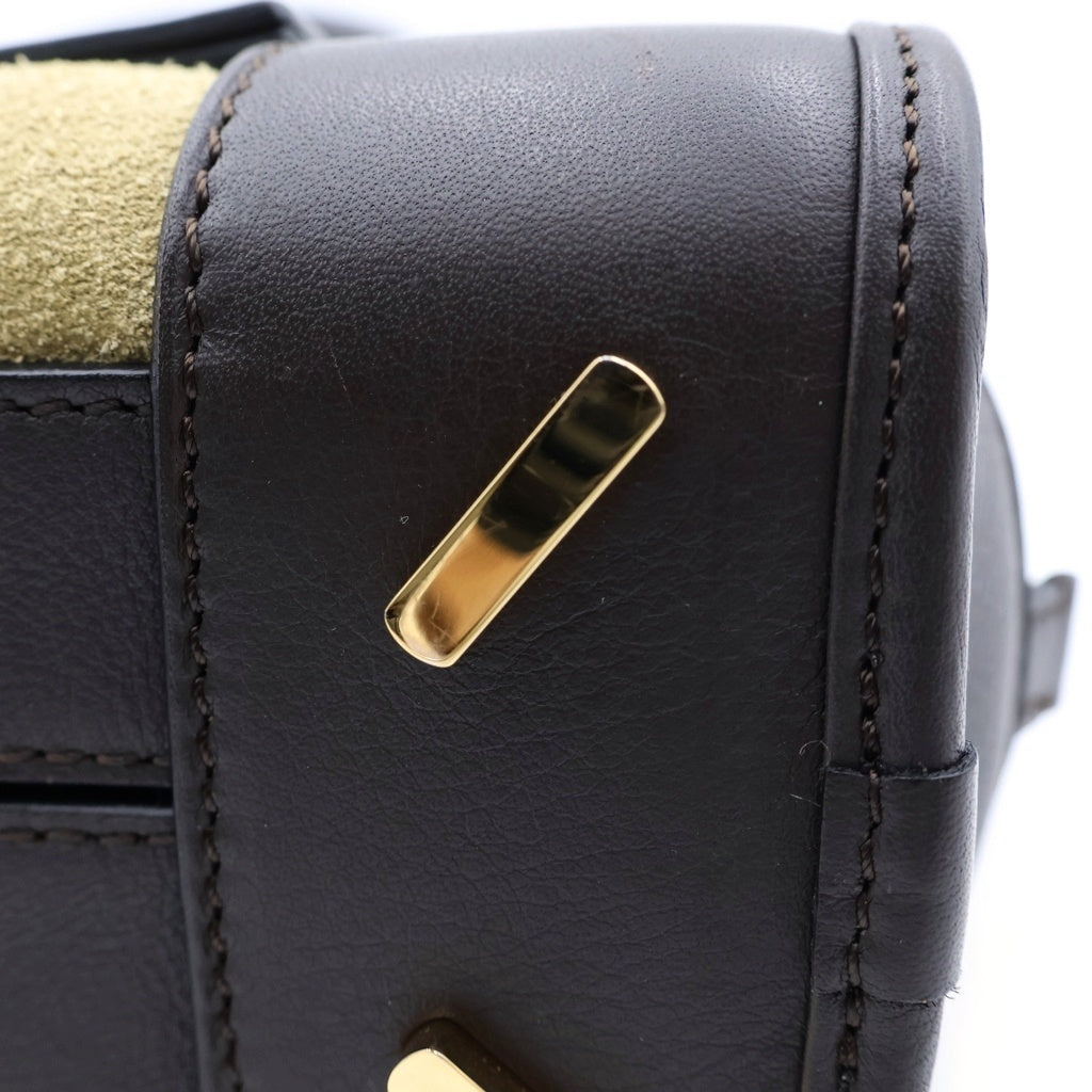 LOEWE(ロエベ) アマソナ23 2wayショルダーバッグ ハンドバッグ ベージュ×ブラウン レザー×スエード ゴールド金具 レディース