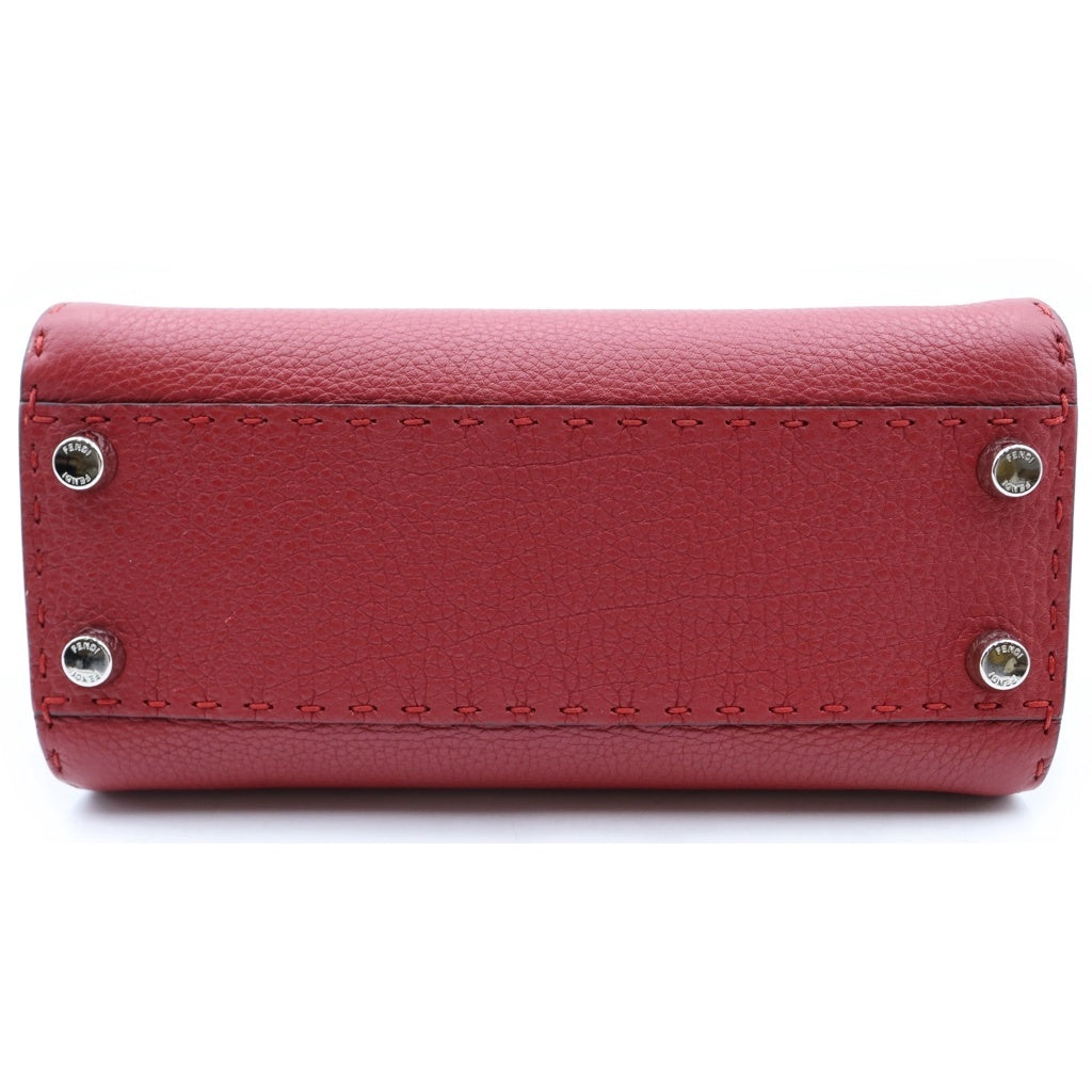 FENDI(フェンディ) ピーカブー ミニ セレリア レザー 2WAY ハンド ショルダーバッグ シルバー金具 レッド 8BN244 レディース