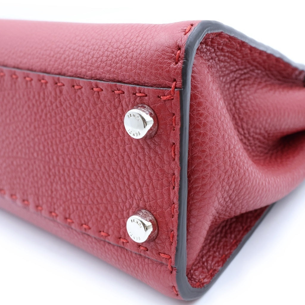 FENDI(フェンディ) ピーカブー ミニ セレリア レザー 2WAY ハンド ショルダーバッグ シルバー金具 レッド 8BN244 レディース
