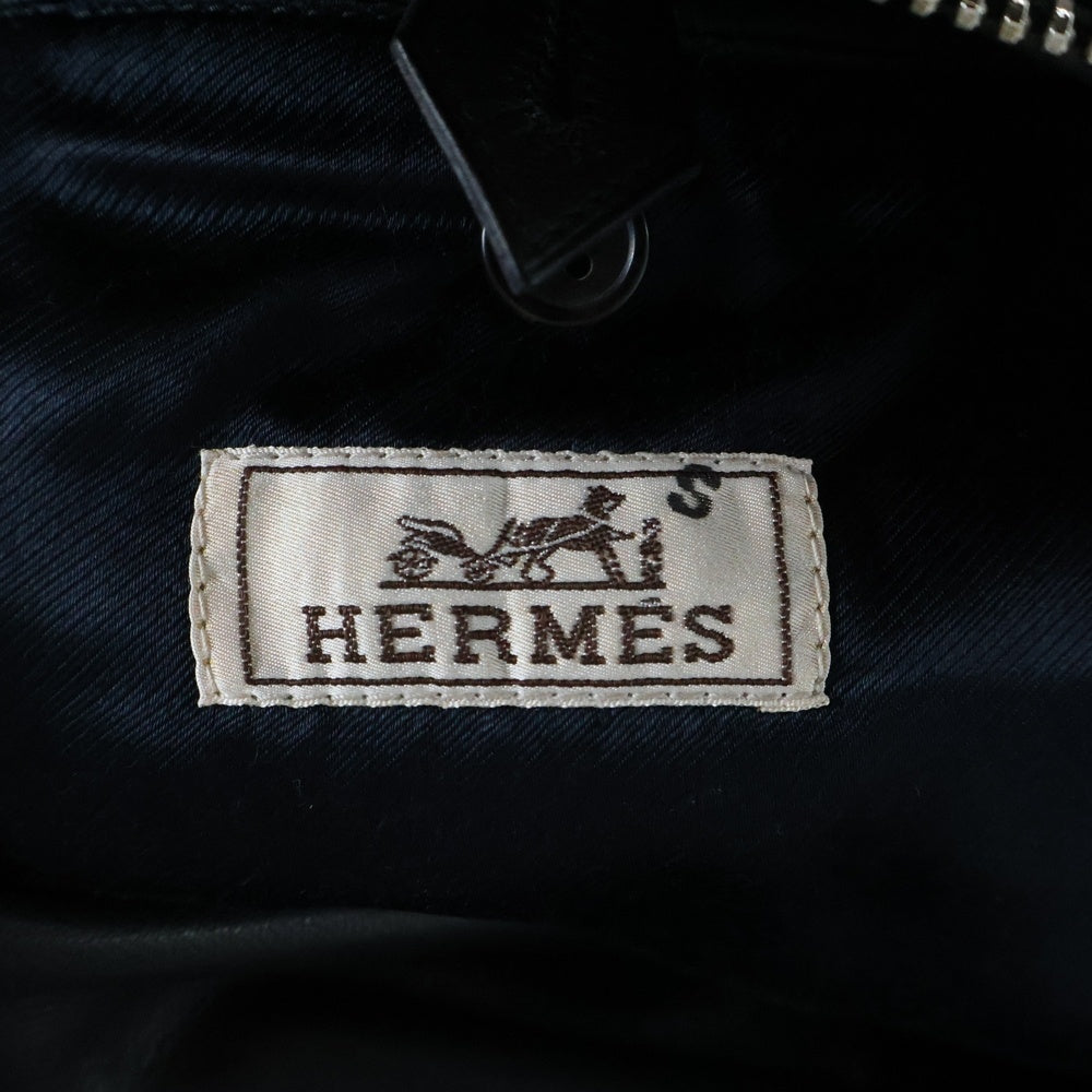 HERMES(エルメス) カウレザー リブカラー ジップアップ ボンバージャケット ブルゾン ブラック