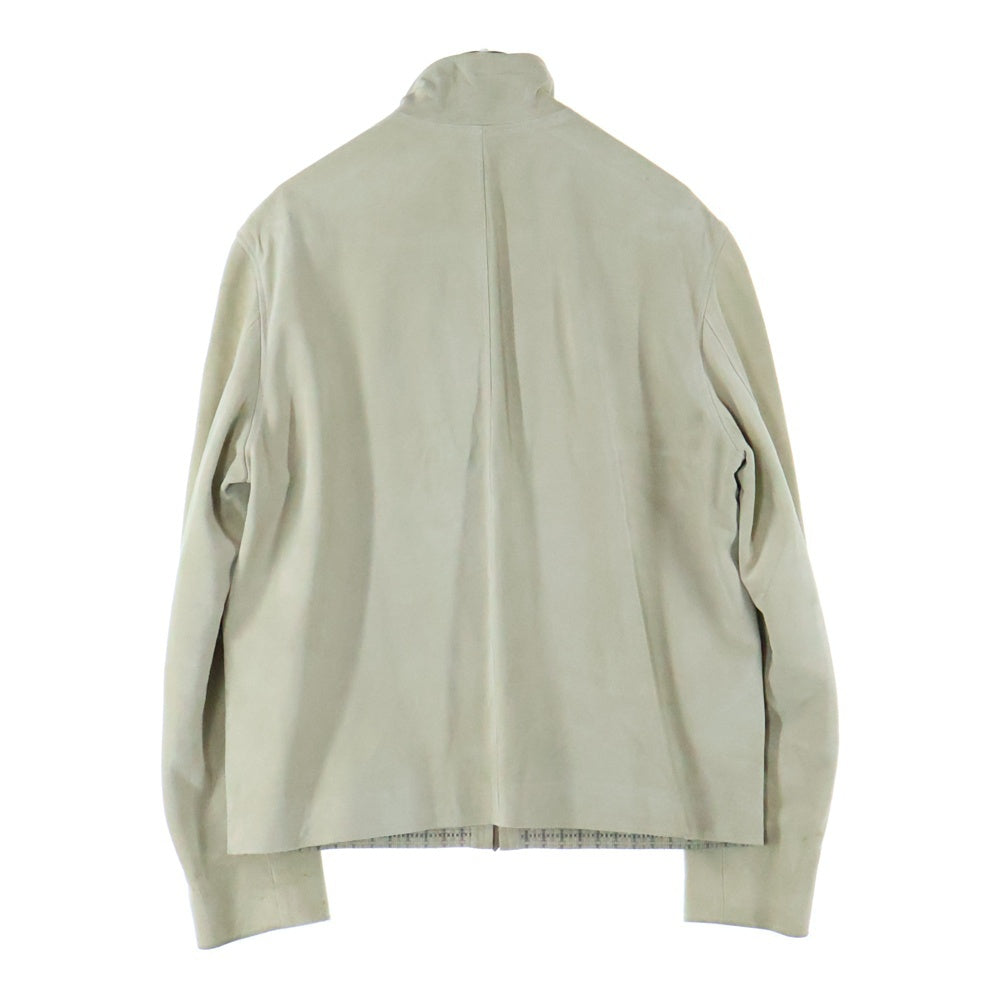 HERMES(エルメス) スウェードレザー イントレチャート ジップアップ ジャケット ブルゾン ベージュ/グレー