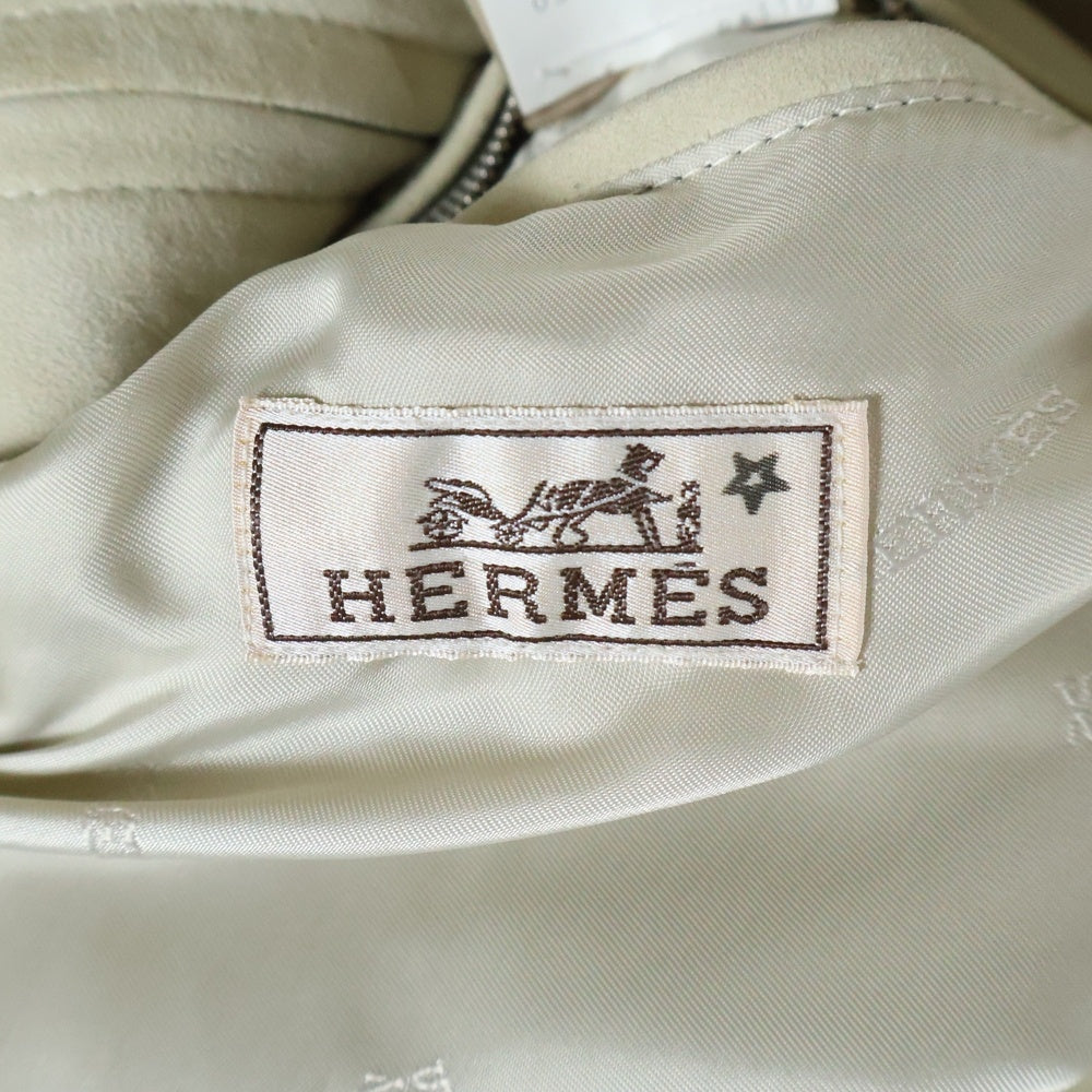 HERMES(エルメス) スウェードレザー イントレチャート ジップアップ ジャケット ブルゾン ベージュ/グレー