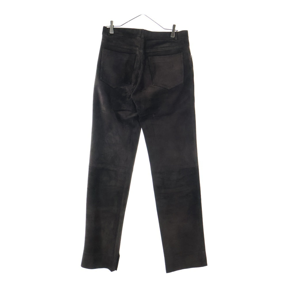 GUCCI(グッチ) スウェードレザー 5ポケット ジップフライ テーパードパンツ ブラウン 339-0144-8524