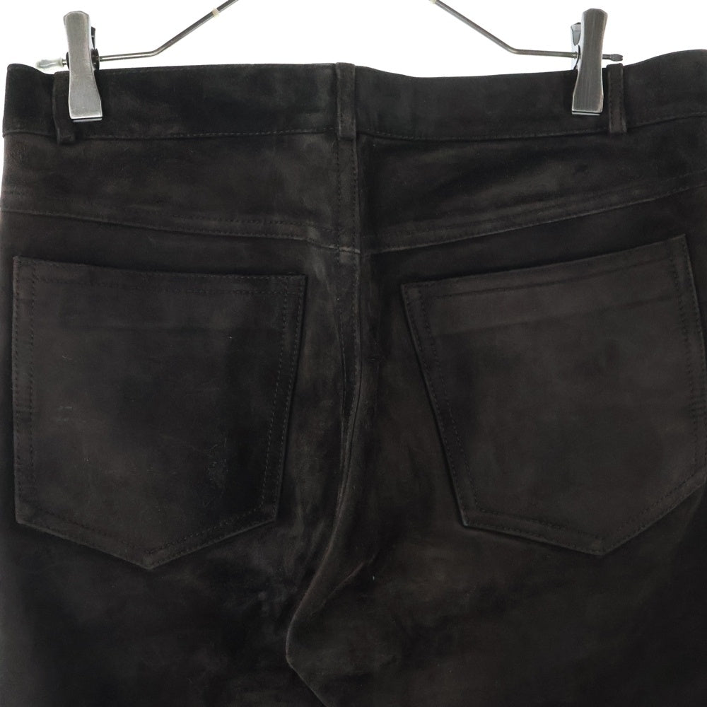 GUCCI(グッチ) スウェードレザー 5ポケット ジップフライ テーパードパンツ ブラウン 339-0144-8524