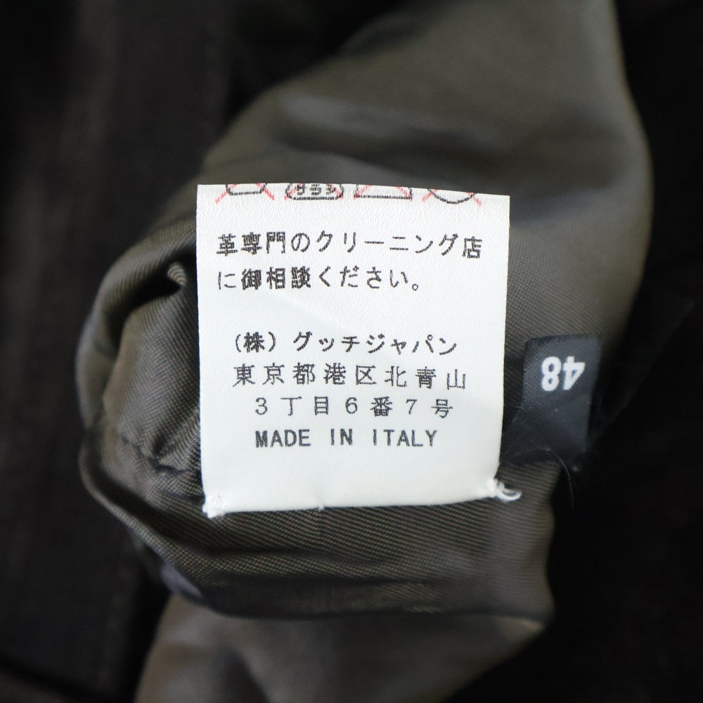 GUCCI(グッチ) スウェードレザー 5ポケット ジップフライ テーパードパンツ ブラウン 339-0144-8524