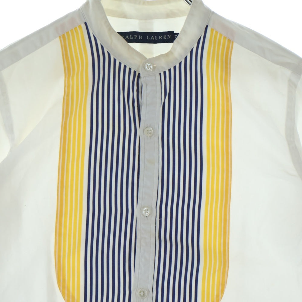 RALPH LAUREN(ラルフローレン) ストライプ切り替え スタンドカラー 長袖シャツ キッズ ホワイト/ネイビー 7