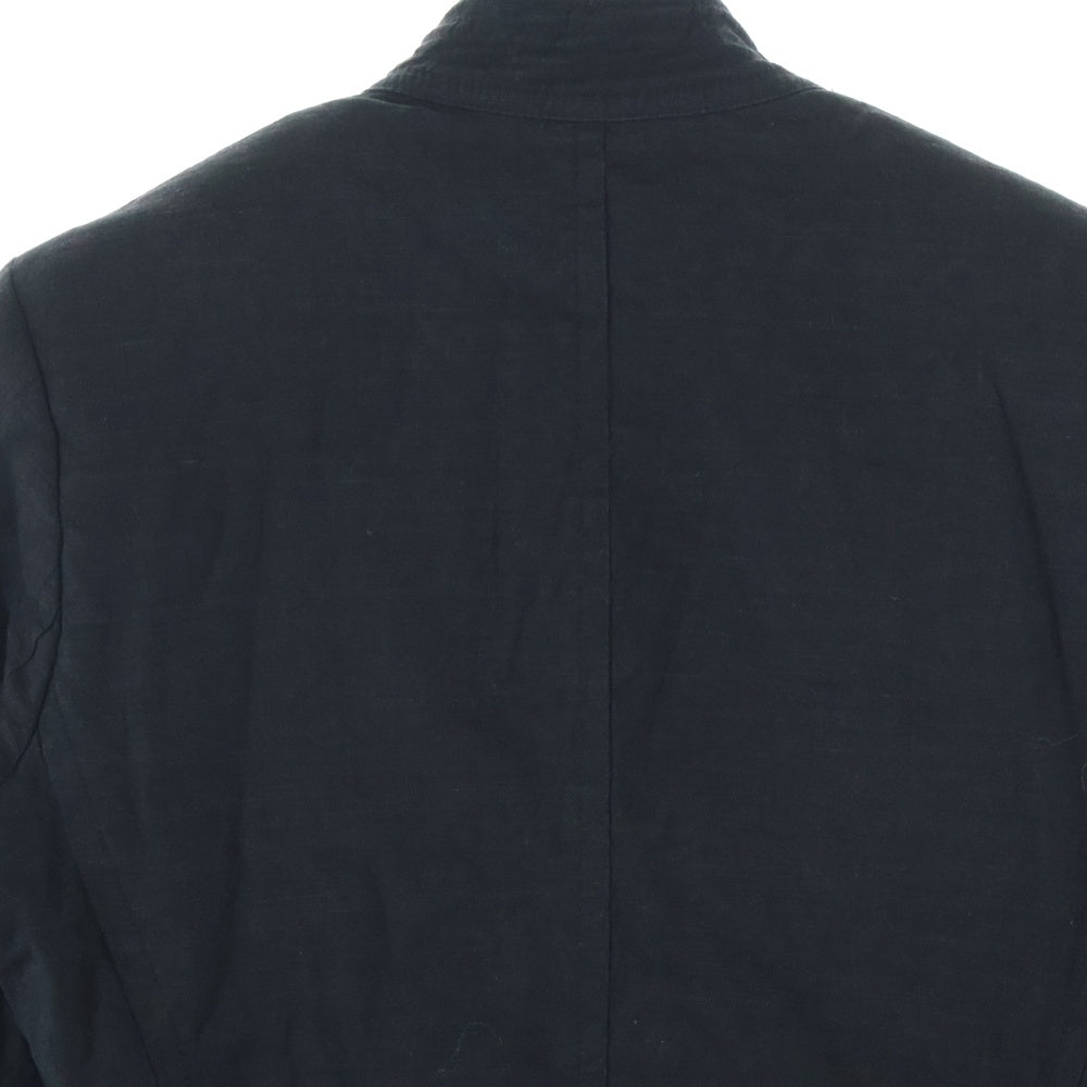 BANANA REPUBLIC(バナナリパブリック) リネン レーヨン スタンドカラー ジップアップ クロップド ショートジャケット ブラック レディース 2P