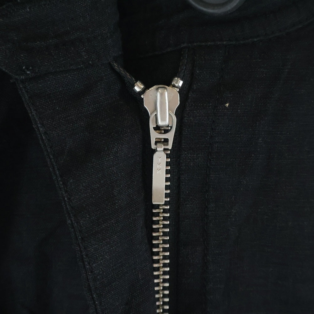 BANANA REPUBLIC(バナナリパブリック) リネン レーヨン スタンドカラー ジップアップ クロップド ショートジャケット ブラック レディース 2P