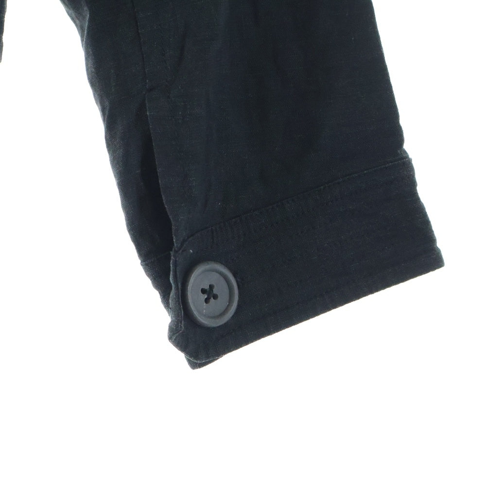 BANANA REPUBLIC(バナナリパブリック) リネン レーヨン スタンドカラー ジップアップ クロップド ショートジャケット ブラック レディース 2P