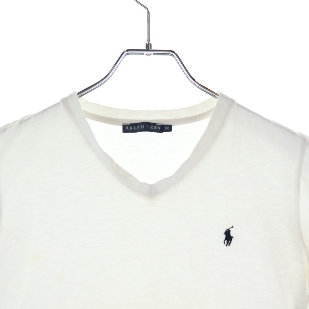 RALPH LAUREN(ラルフローレン) ワンポイントロゴ刺繍 クルーネック 半袖Tシャツ カットソー ホワイト レディース M