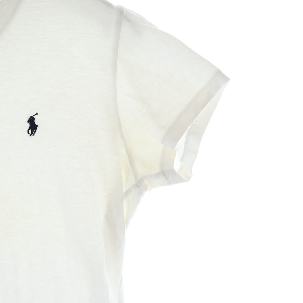 RALPH LAUREN(ラルフローレン) ワンポイントロゴ刺繍 クルーネック 半袖Tシャツ カットソー ホワイト レディース M