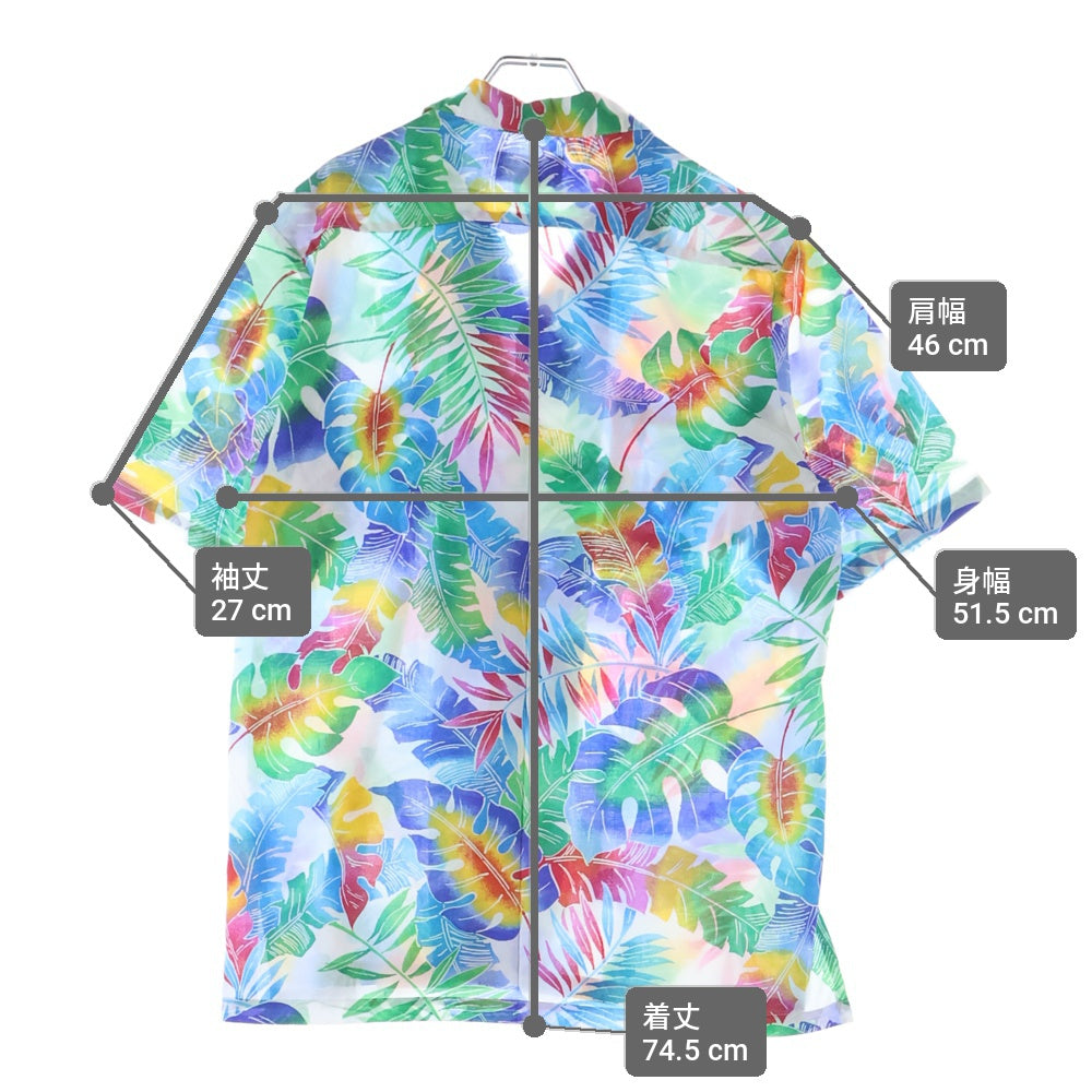 NO BRAND(ノーブランド) かりゆしウェア SAKUGAWAYA 総柄プリント アロハ ハワイアン オープンカラー 半袖シャツ マルチカラー ブルー L
