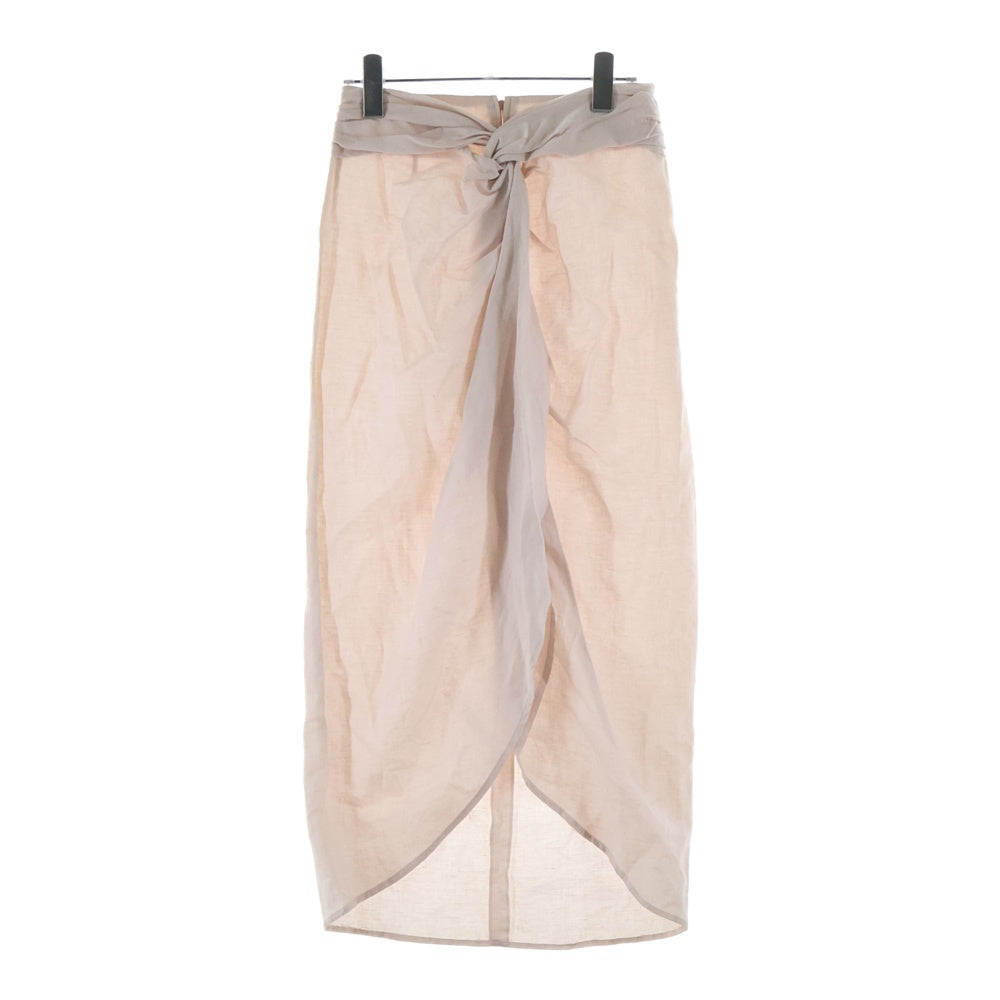 CASTELBAJAC(カステルバジャック) リネン ギャザーデザイン レイヤード ラップ ロングスカート ピンク レディース 42