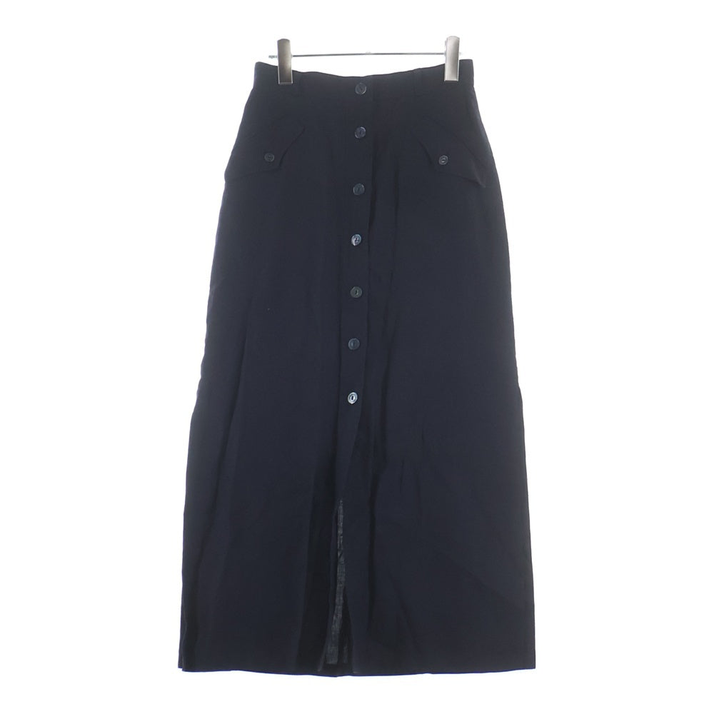 Max Mara(マックスマーラ) リネン ボタンフロント ロングスカート ネイビー レディース 36