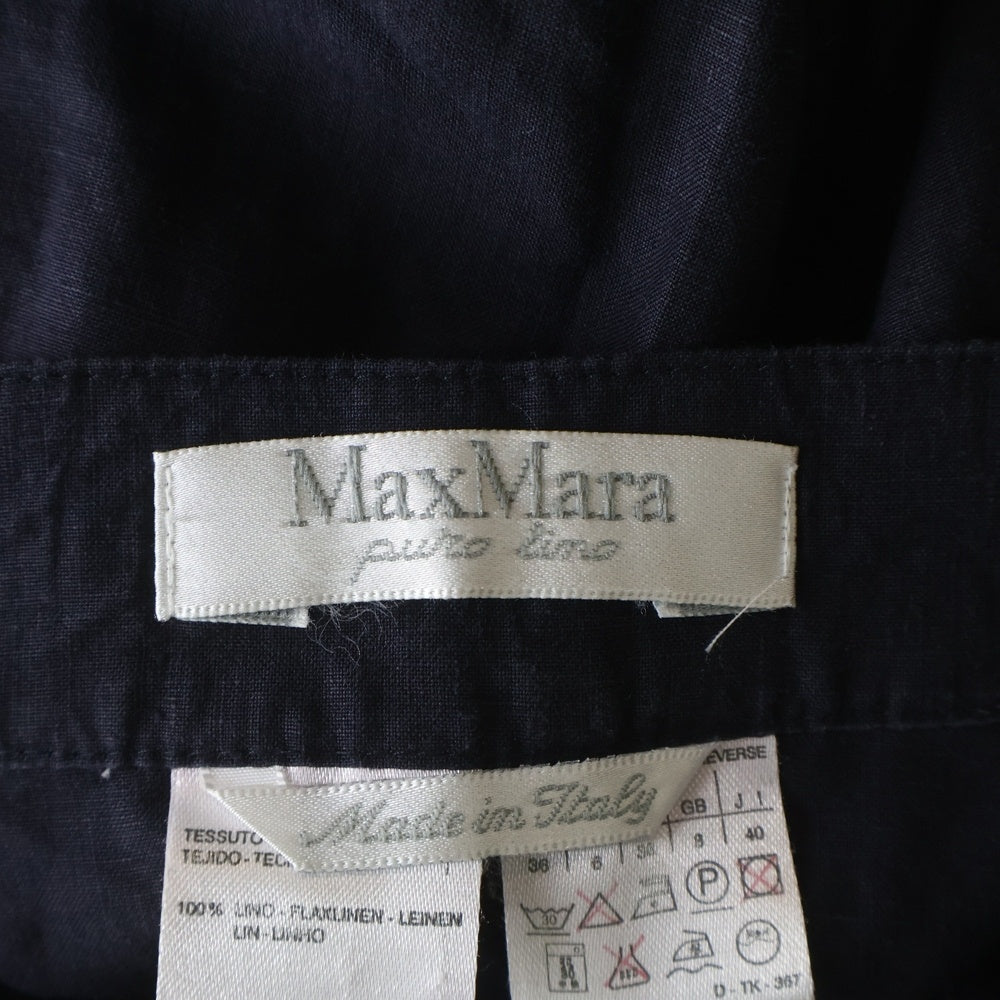 Max Mara(マックスマーラ) リネン ボタンフロント ロングスカート ネイビー レディース 36