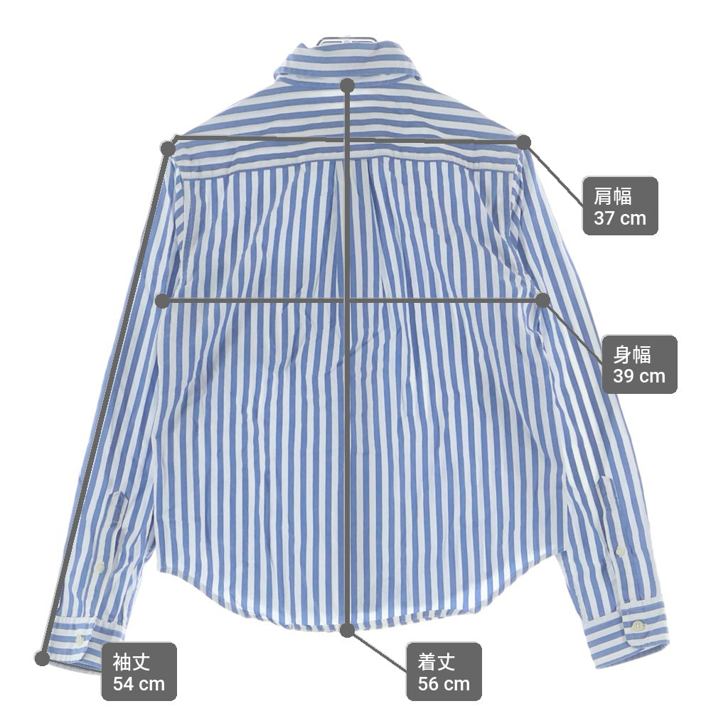 POLO JEANS(ポロ ジーンズ) ワンポイントロゴ刺繍 ストライプ総柄 ボタンダウン 長袖シャツ ライトブルー S