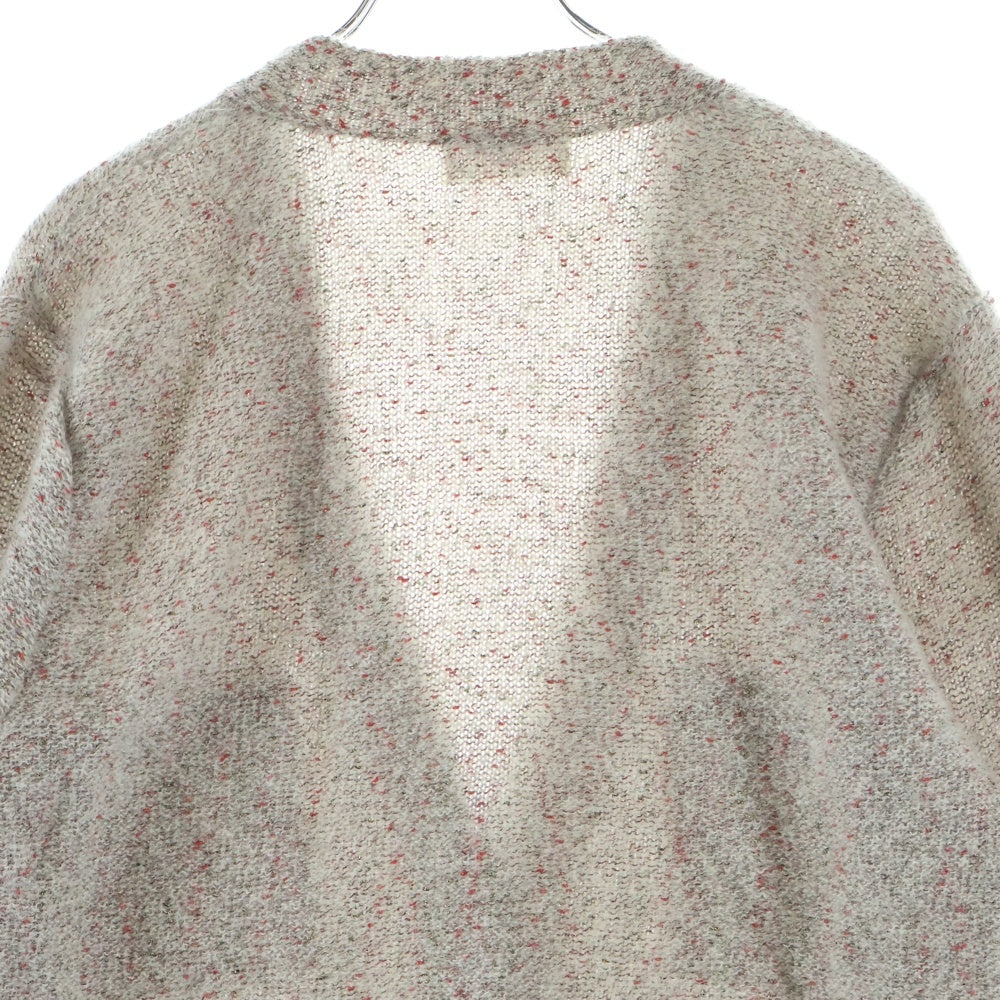 NO BRAND(ノーブランド) ALPHA CUBIC アルファキュービック ウール ラメニット ロングカーディガン グレー/レッド レディース