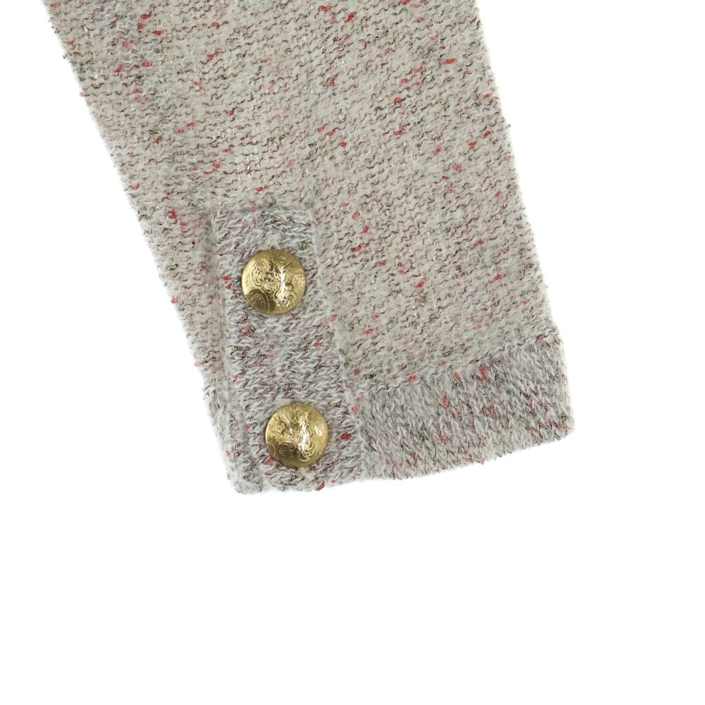 NO BRAND(ノーブランド) ALPHA CUBIC アルファキュービック ウール ラメニット ロングカーディガン グレー/レッド レディース