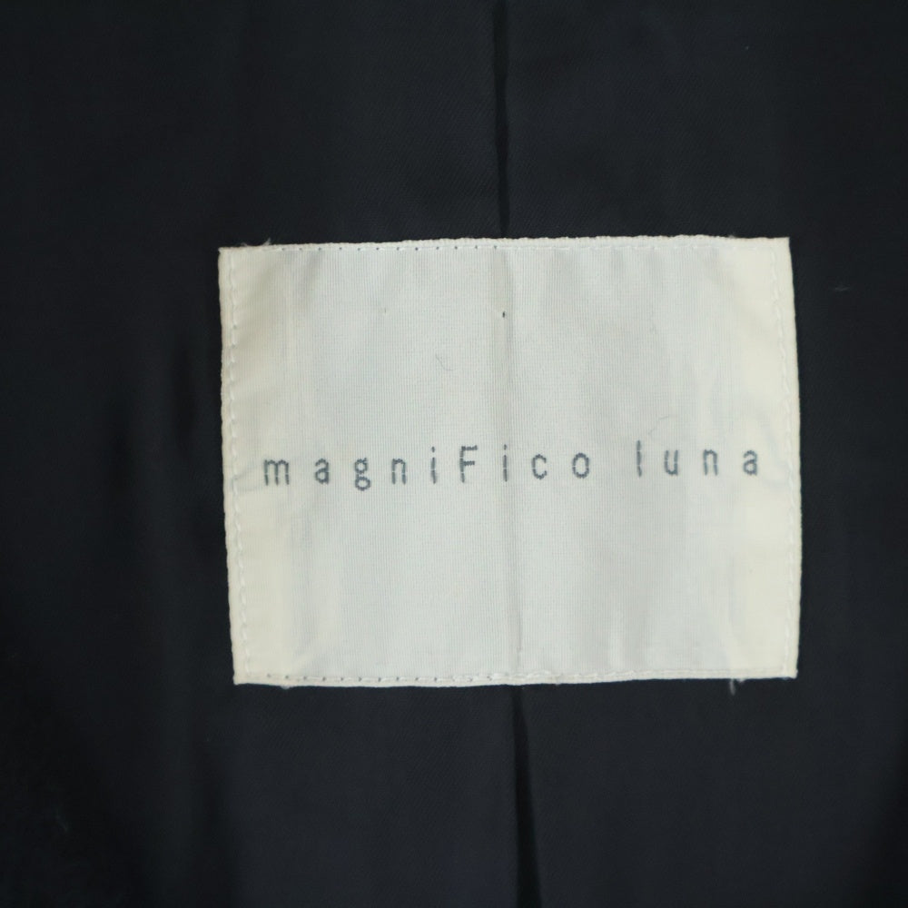 NO BRAND(ノーブランド) magniFico luna マニフィコルーナ 裾デザイン ウール スタンドカラー コート ブラック/ブルー レディース