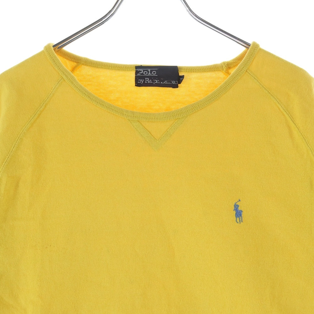 POLO RALPH LAUREN(ポロラルフローレン) ワンポイントロゴ刺繍 クルーネック ラグランスリーブ 半袖Tシャツ カットソー イエロー M