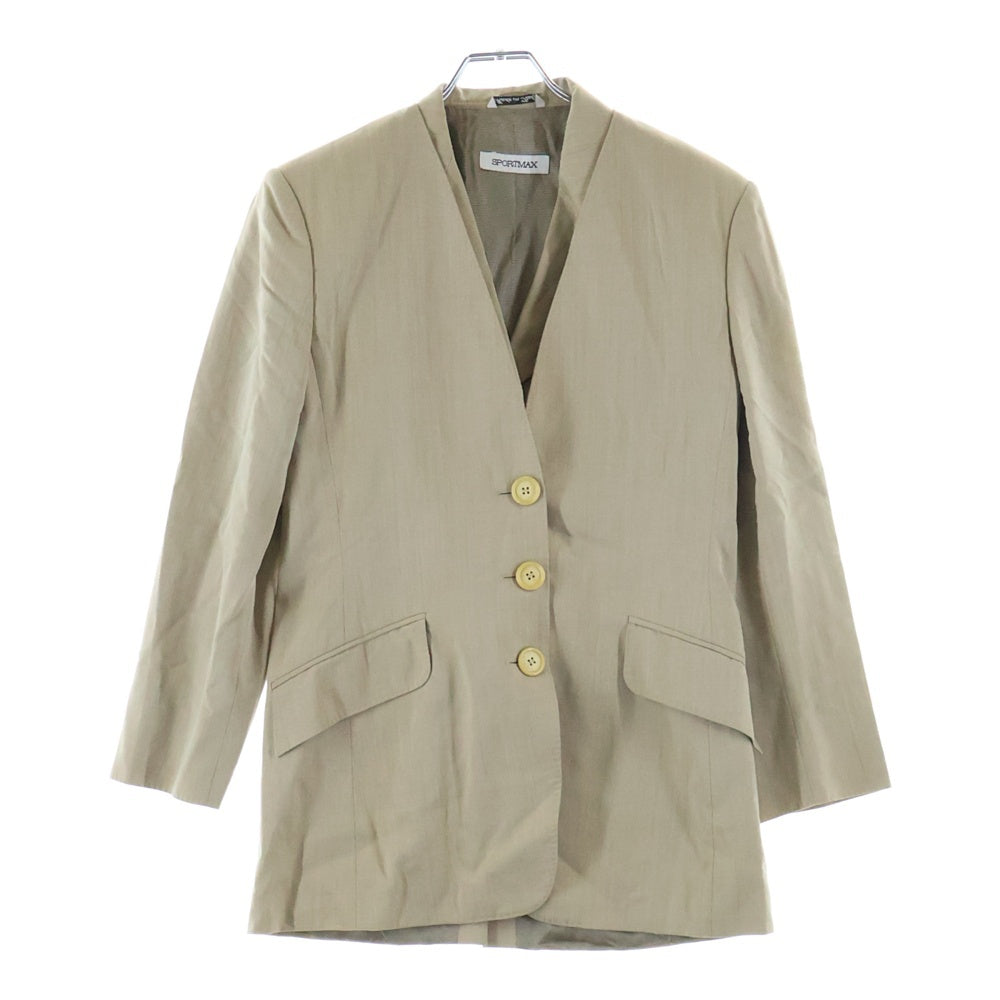 Max Mara(マックスマーラ) セット ナイロン混ウール ノーカラー3B テーラードジャケット テーラードカラー 5B ベスト ベージュ レディース 36