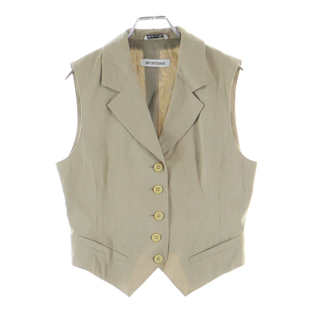 Max Mara(マックスマーラ) セット ナイロン混ウール ノーカラー3B テーラードジャケット テーラードカラー 5B ベスト ベージュ レディース 36