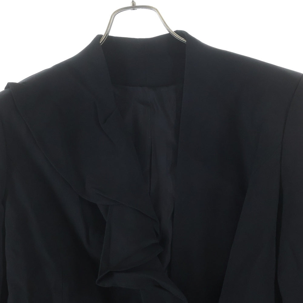 Max Mara(マックスマーラ) フリルラペル ノーカラー アシンメトリー ダブルブレスト テーラードジャケット ブラック レディース 44