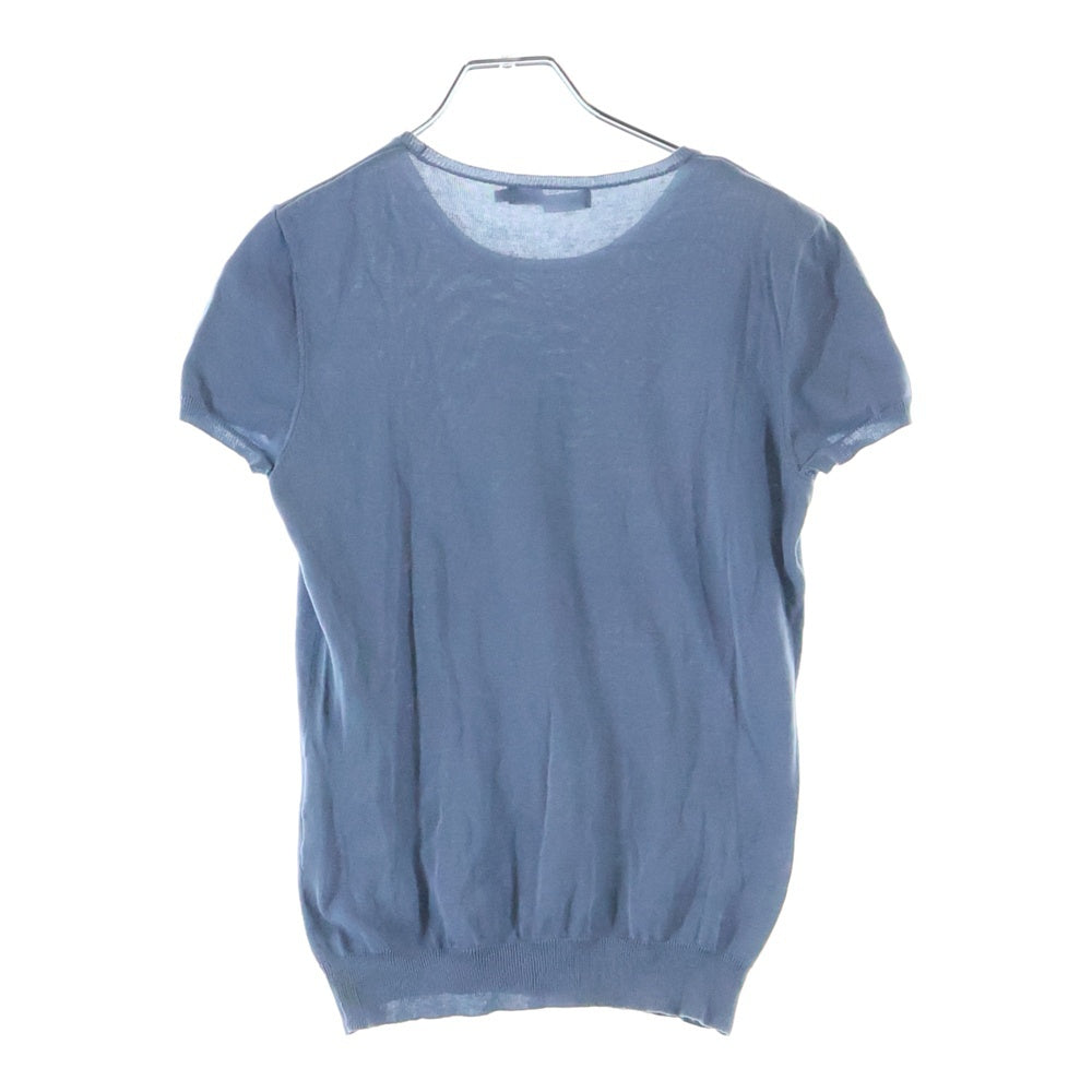 RALPH LAUREN(ラルフローレン) コットン クルーネック 半袖ニット カットソー ライトブルー レディース M