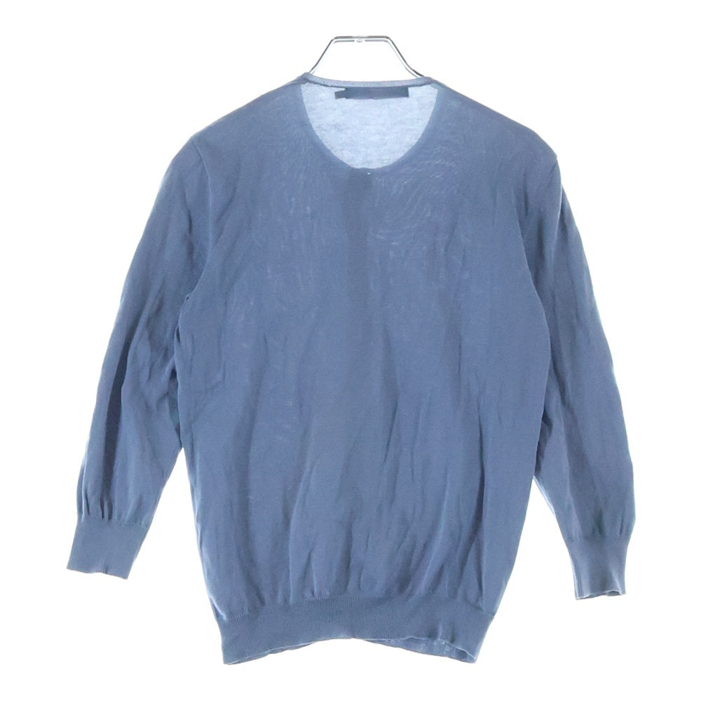 RALPH LAUREN(ラルフローレン) ワンポイントロゴ刺繍 クルーネック 長袖ニット カーディガン ライトブルー レディース M