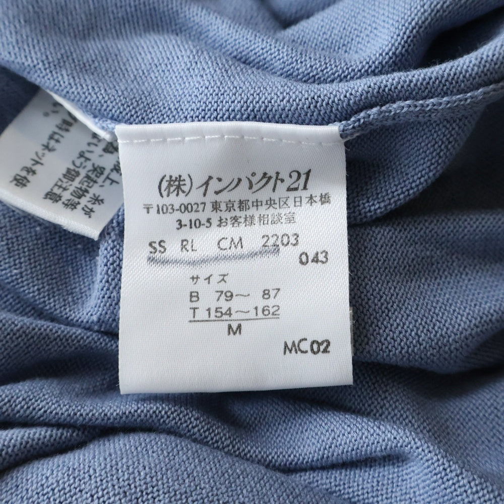 RALPH LAUREN(ラルフローレン) ワンポイントロゴ刺繍 クルーネック 長袖ニット カーディガン ライトブルー レディース M