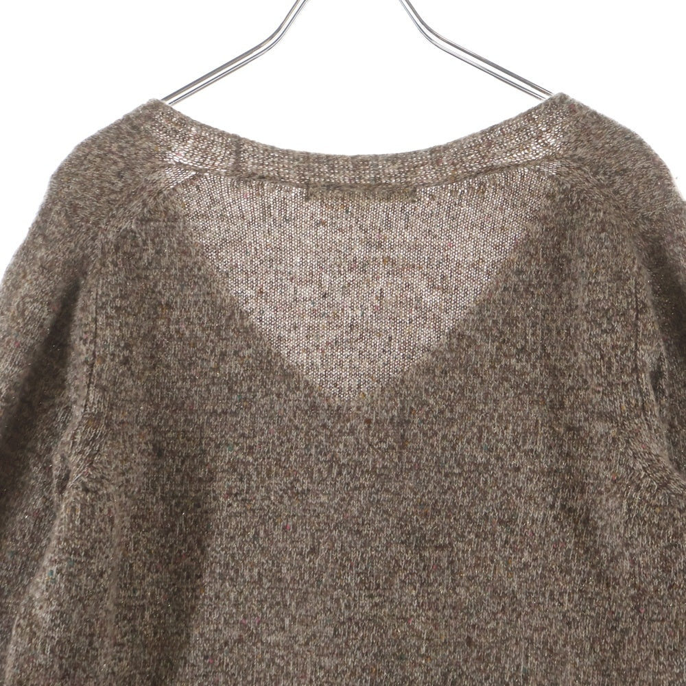 UNITED ARROWS green label relaxing(グリーンレーベル リラクシング) ウール ラメ ニット Vネック プルオーバー 長袖ニット セーター ブラウン レディース 38