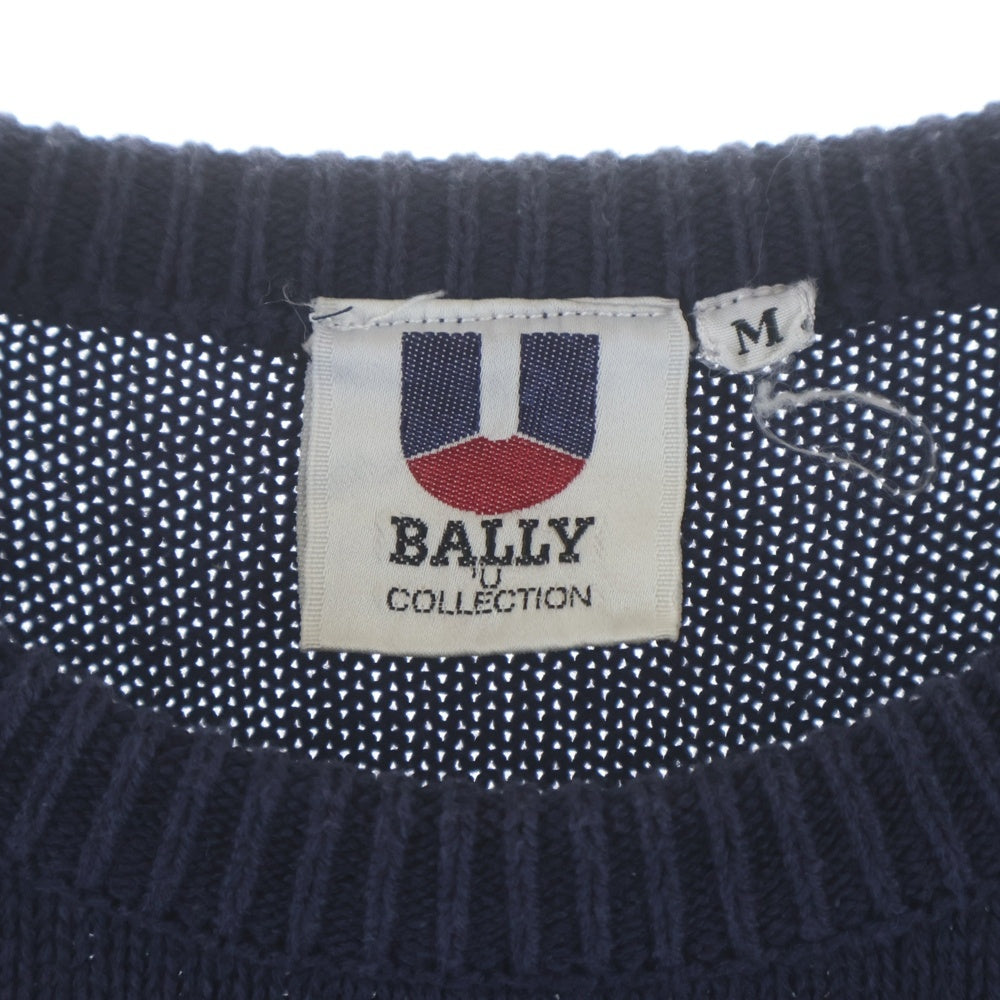 BALLY(バリー) ワッペンロゴ クルーネック プルオーバー 長袖ニット セーター ネイビー M