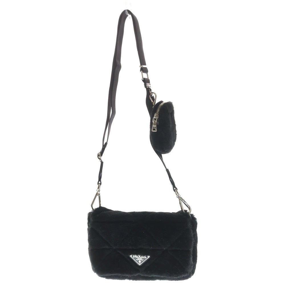 PRADA(プラダ) プラダ キルティング シープファー ショルダーバッグ カード 袋 レディース