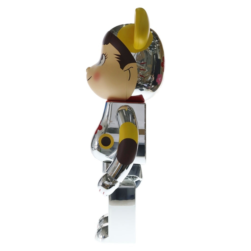 BE@RBRICK(ベアブリック) ×不二家 ペコちゃん 招き猫 福銀メッキ 1000% フィギュア シルバー 箱