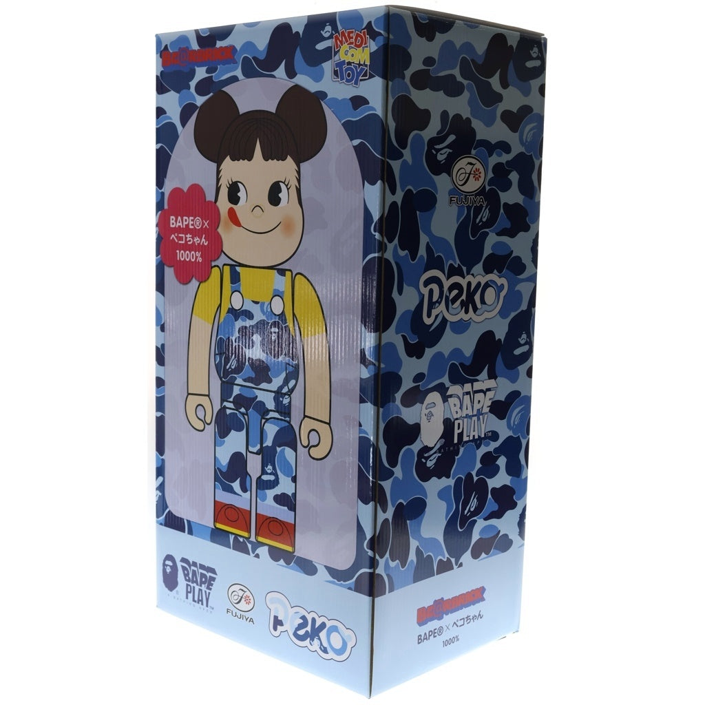 BE@RBRICK(ベアブリック) ×BAPE ×FUJIYA ABC CAMO PEKO BLUEべイプ 不二家 ペコちゃん カモ柄 ベアブリック 1000% フィギュア ブルー 箱
