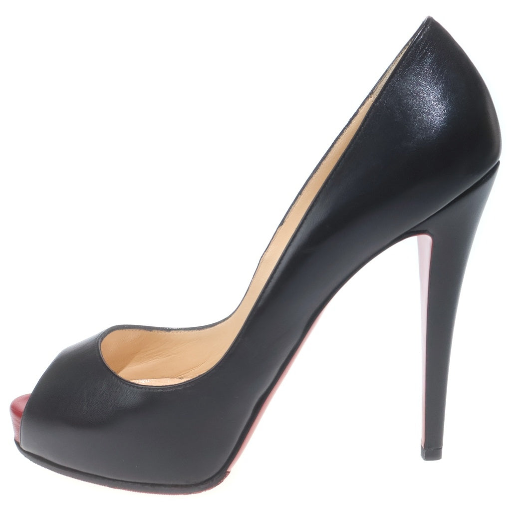 CHRISTIAN LOUBOUTIN(クリスチャンルブタン) ■クリスチャンルブタン レザーピープトゥパンプス 39.5 ブラック×レッド レディース