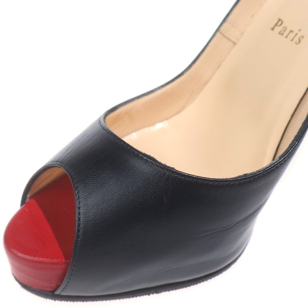 CHRISTIAN LOUBOUTIN(クリスチャンルブタン) ■クリスチャンルブタン レザーピープトゥパンプス 39.5 ブラック×レッド レディース