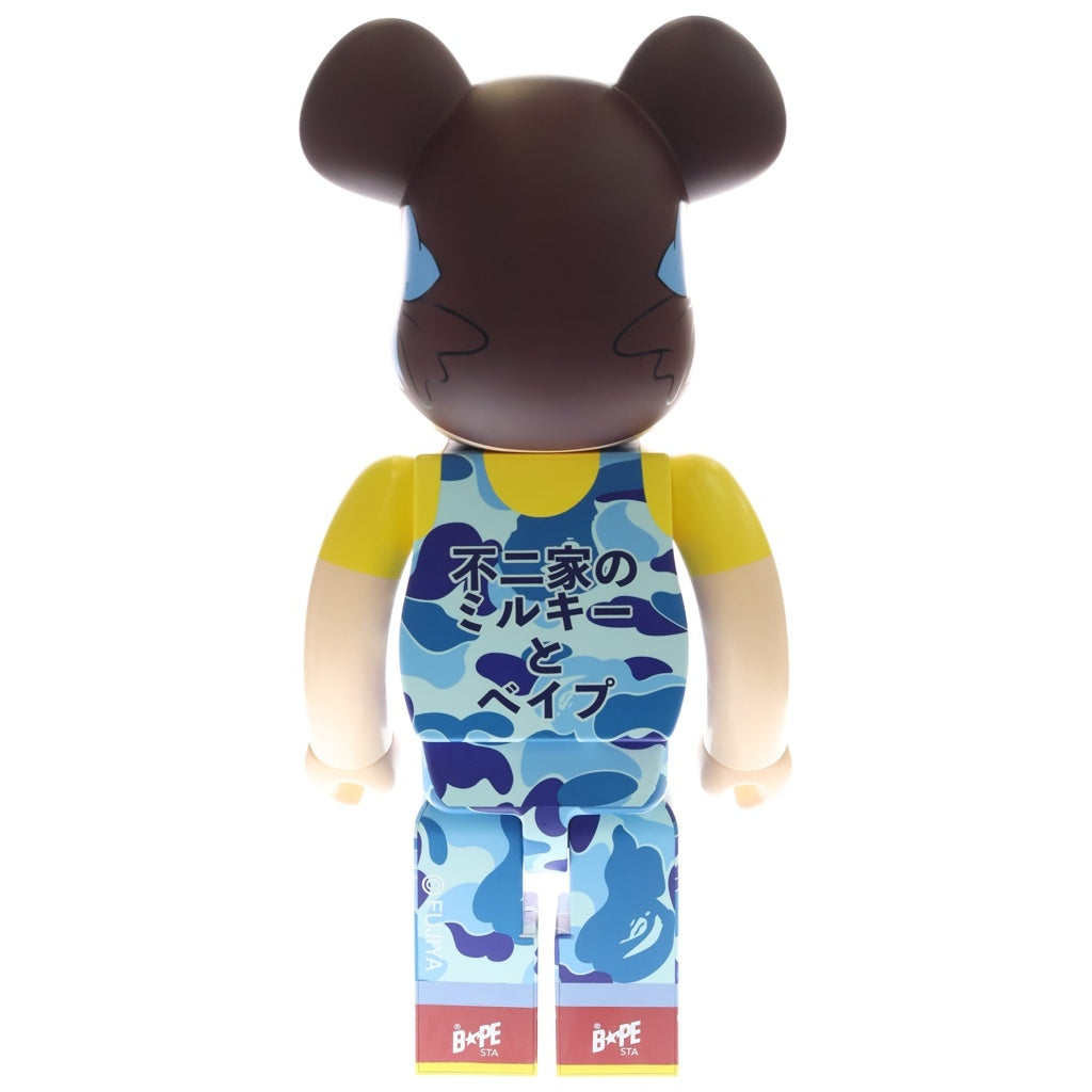 BE@RBRICK(ベアブリック) ×BAPE ×不二家 ABC CAMO PEKO BLUE ベイプ ペコちゃん カモフラ柄 ベアブリック 1000% フィギュア 人形 ブルー