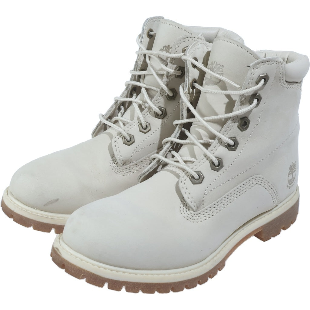 Timberland(ティンバーランド) ウォータープルーフ スエードレザー レースアップ ショートブーツ アイボリー レディース A1840