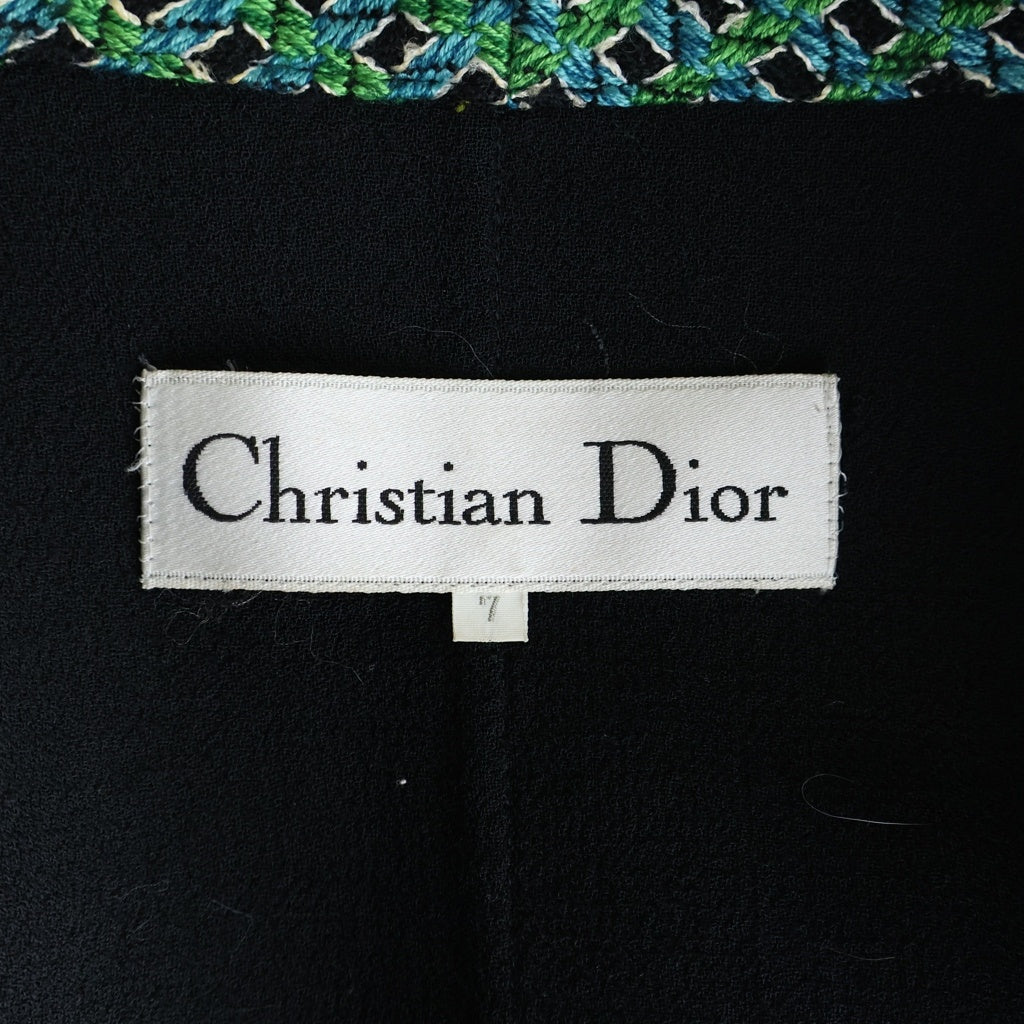 Christian Dior(クリスチャンディオール) ■切り替えデザインツイードテーラードジャケット ヴィンテージ グリーン #7 レディース