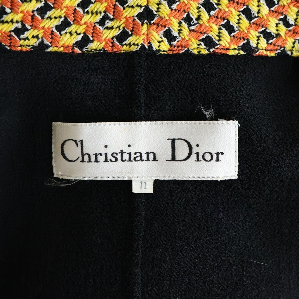 Christian Dior(クリスチャンディオール) ■切り替えデザインツイードテーラードジャケット ヴィンテージ イエロー#11 レディース