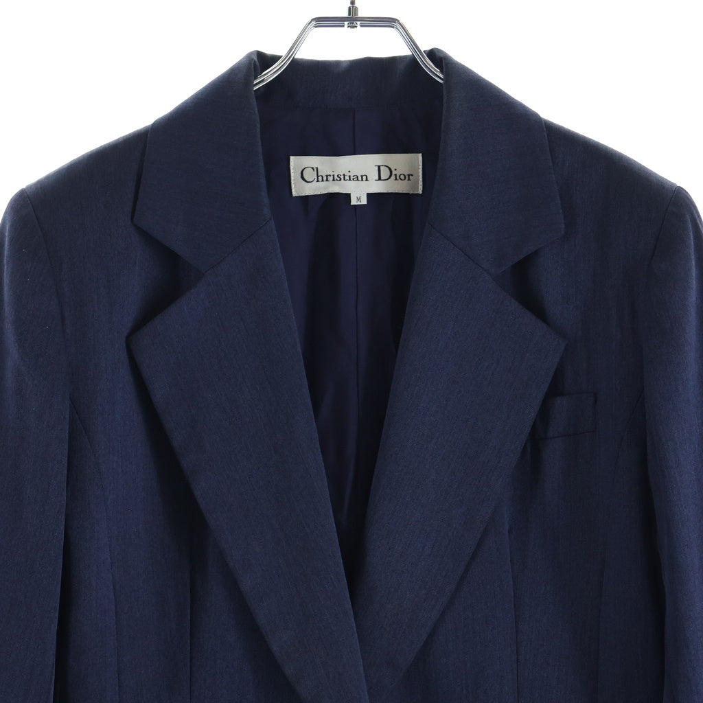 Christian Dior(クリスチャンディオール) ■シルク混ウール1Bテーラードジャケット ネイビー #M レディース