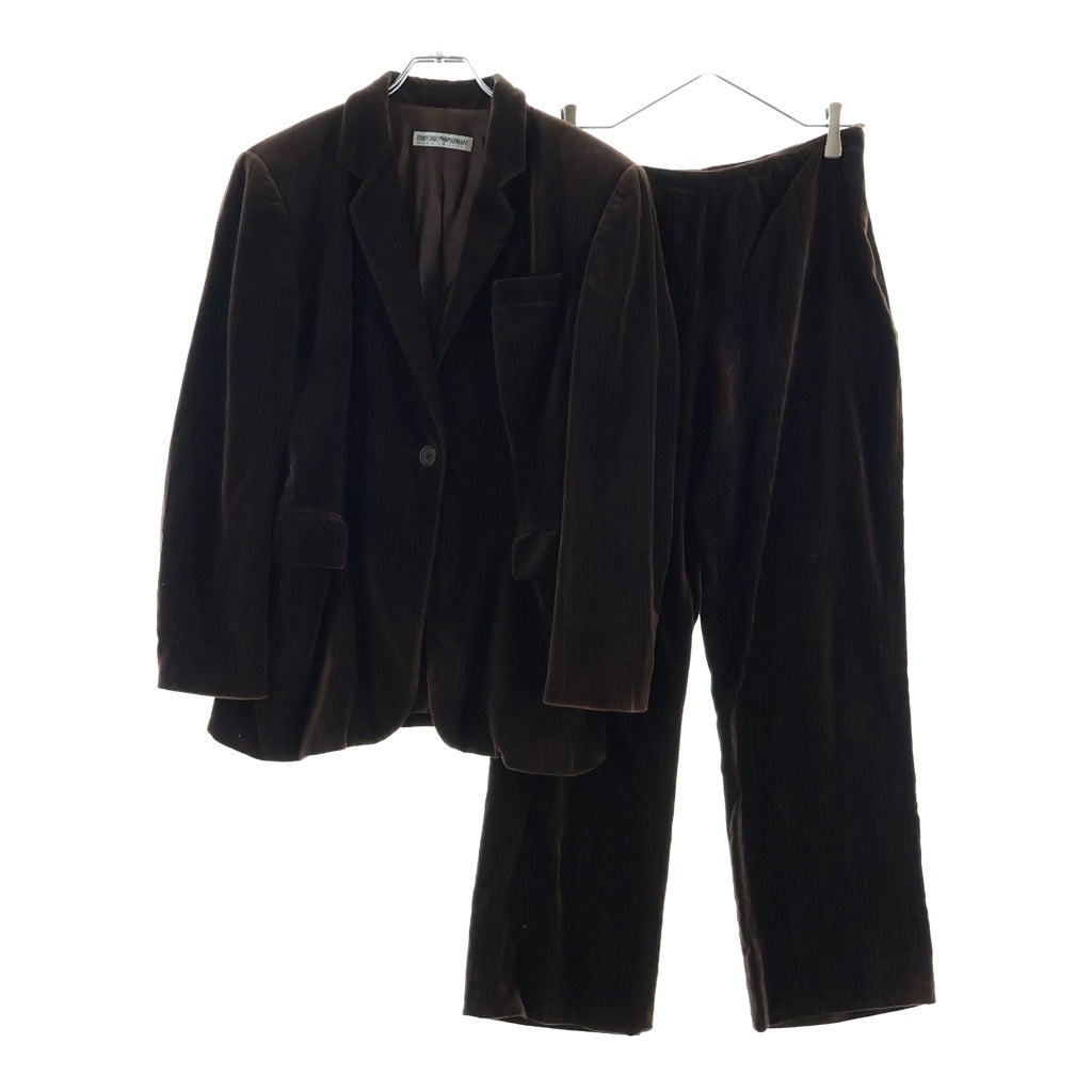 EMPORIO ARMANI(エンポリオアルマーニ) ■ストライプベロア セットアップ ジャケット パンツ ブラウン #38 レディース