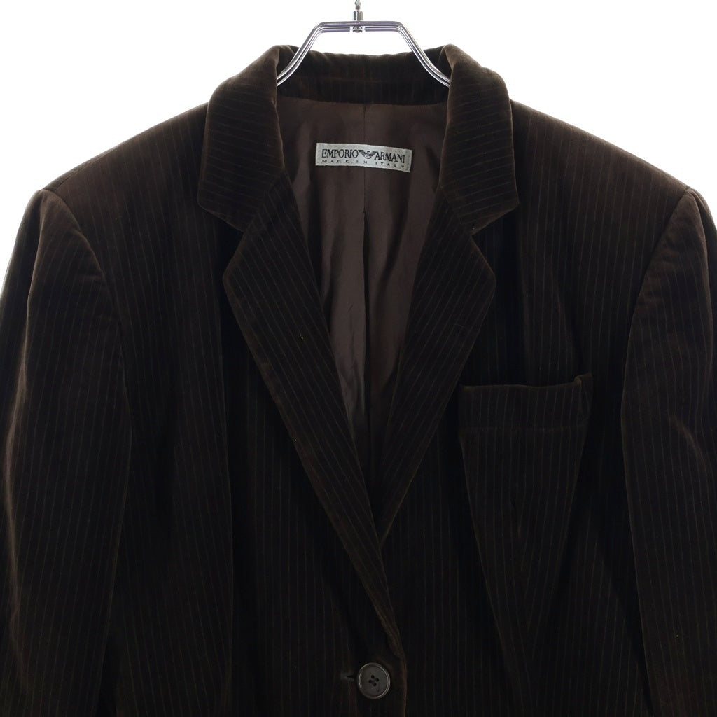 EMPORIO ARMANI(エンポリオアルマーニ) ■ストライプベロア セットアップ ジャケット パンツ ブラウン #38 レディース